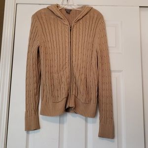 Zip-Front Ann Taylor Cableknit Hoodie Sz. M